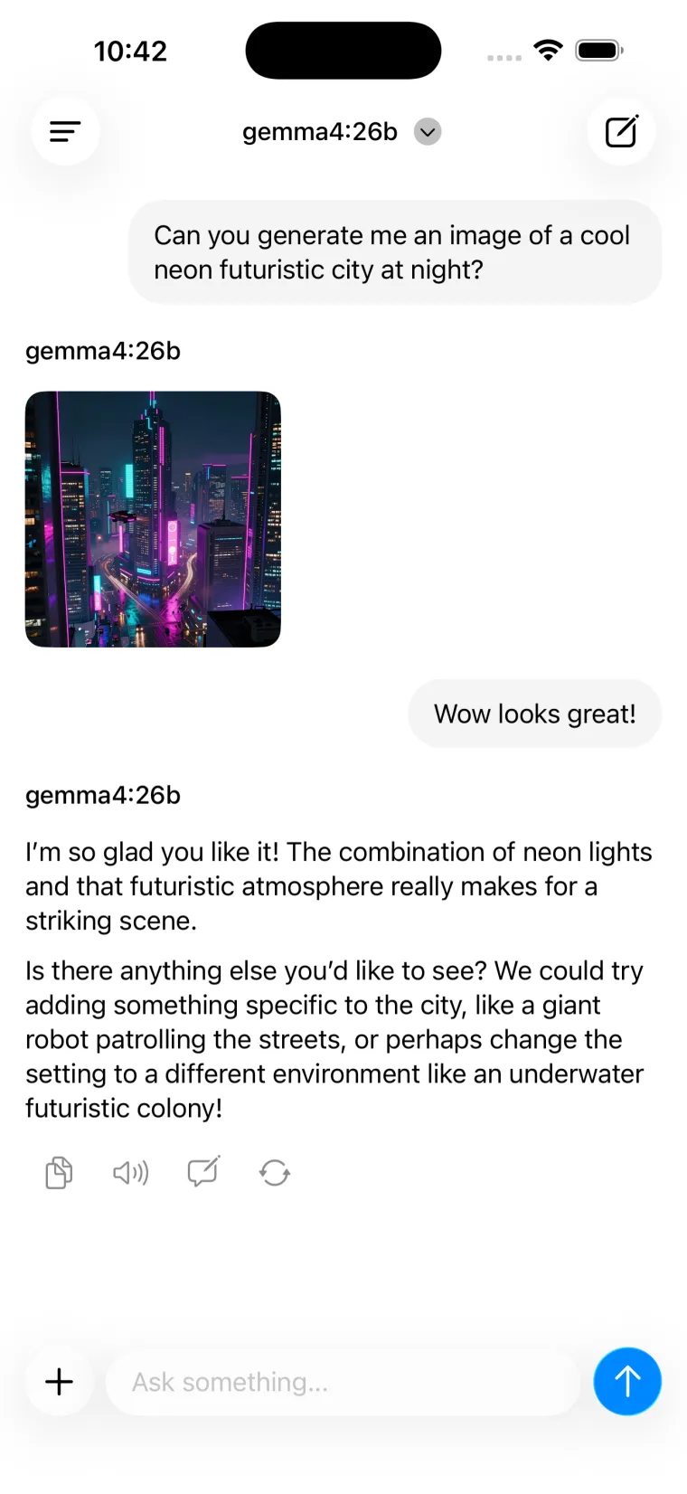 The same image generation chat in light mode.